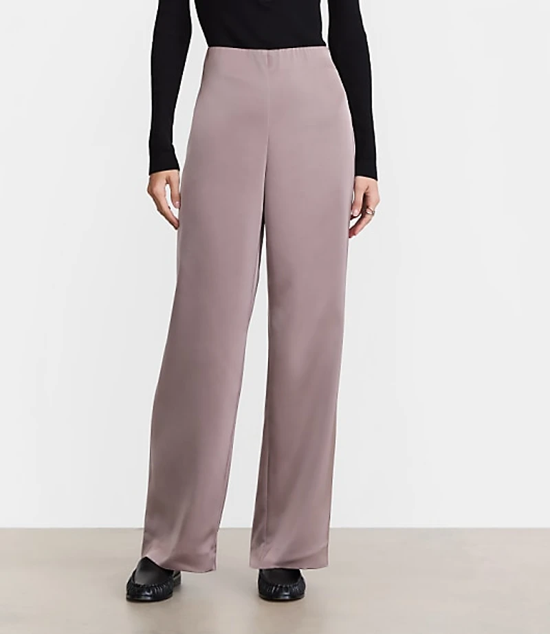 Petite LOFT Versa Satin Straight Pants