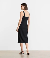Petite LOFT Versa Pure Spun Strappy Button Midi Dress