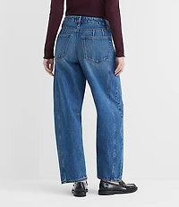 Rivete Curvy Seamed High Rise Barrel Jeans Dark Wash