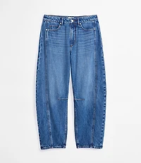Rivete Petite Curvy Seamed High Rise Barrel Jeans Dark Wash