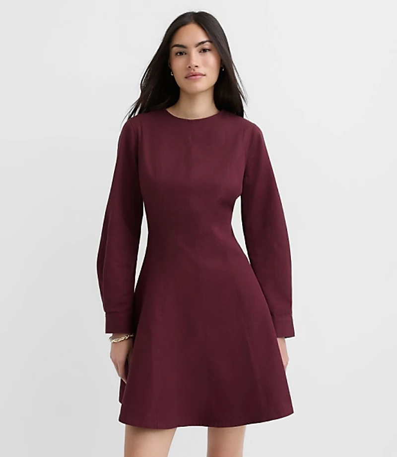 Seamed Barrel Sleeve Mini Dress
