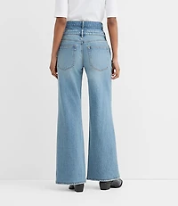 Rivete Curvy Double Waisted High Rise Wide Leg Jeans Light Wash