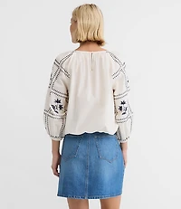 Floral Embroidered Poplin Blouse