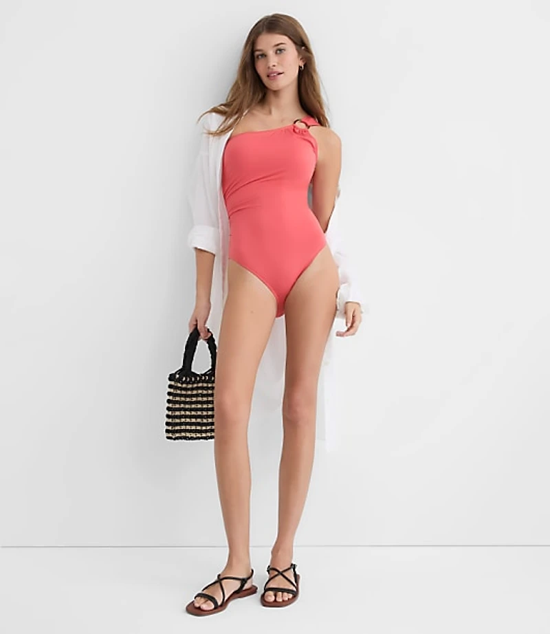 LOFT Beach Ring One Shoulder Piece Swimsuit