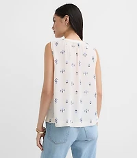 Floral Shirred Button Shell