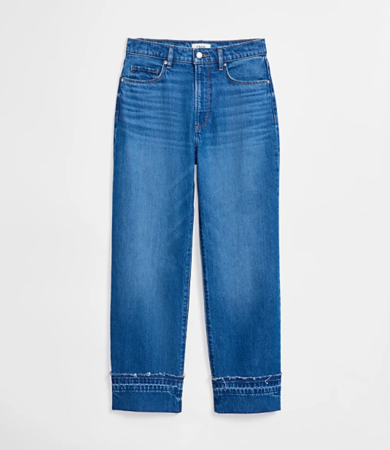 Rivete Petite Unpicked Cuffed High Rise Straight Jeans Authentic Indigo