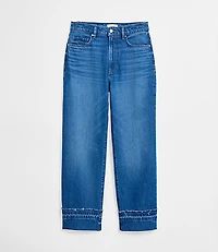 Rivete Petite Unpicked Cuffed High Rise Straight Jeans Authentic Indigo