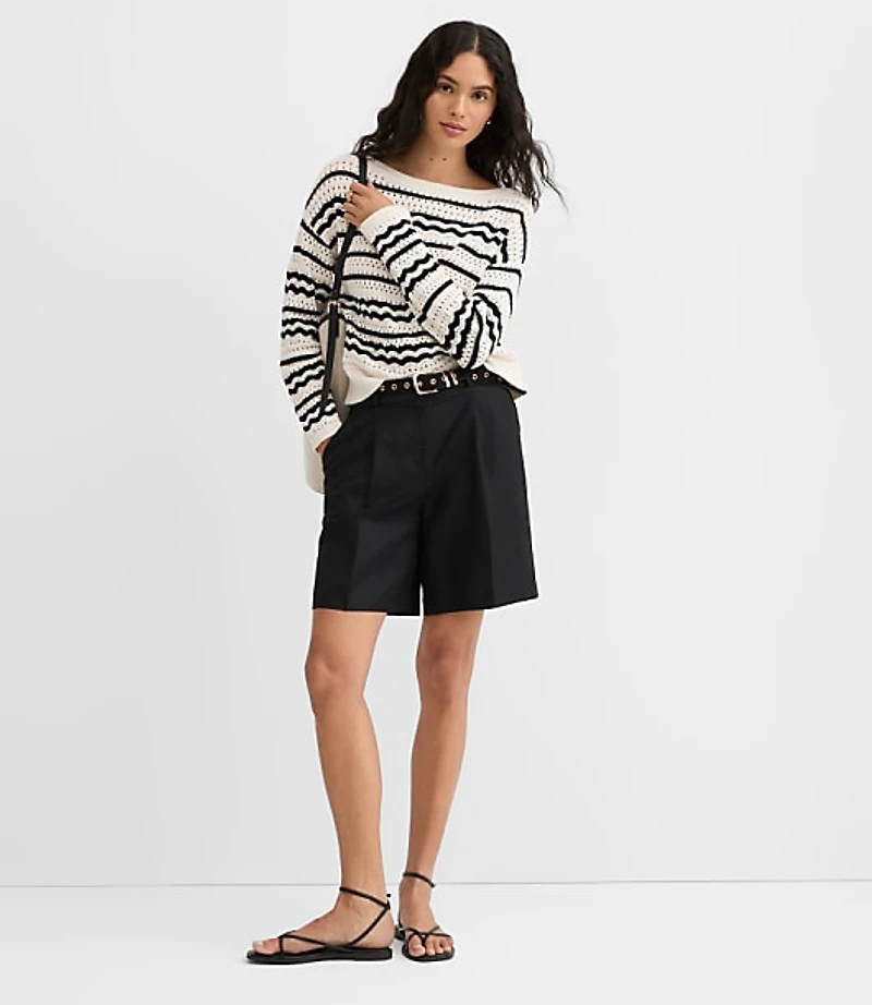 Petite Stitchy Boatneck Sweater