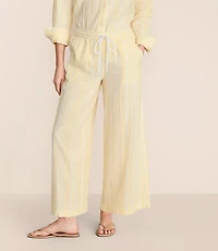Lou & Grey Striped Linen Cotton Wide Leg Crop Pants