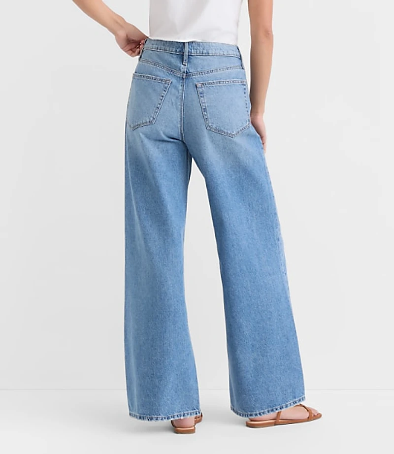 Rivete Curvy High Rise Relaxed Wide Leg Jeans Light Wash
