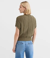 Petite Pointelle Textured Short Sleeve Cardigan