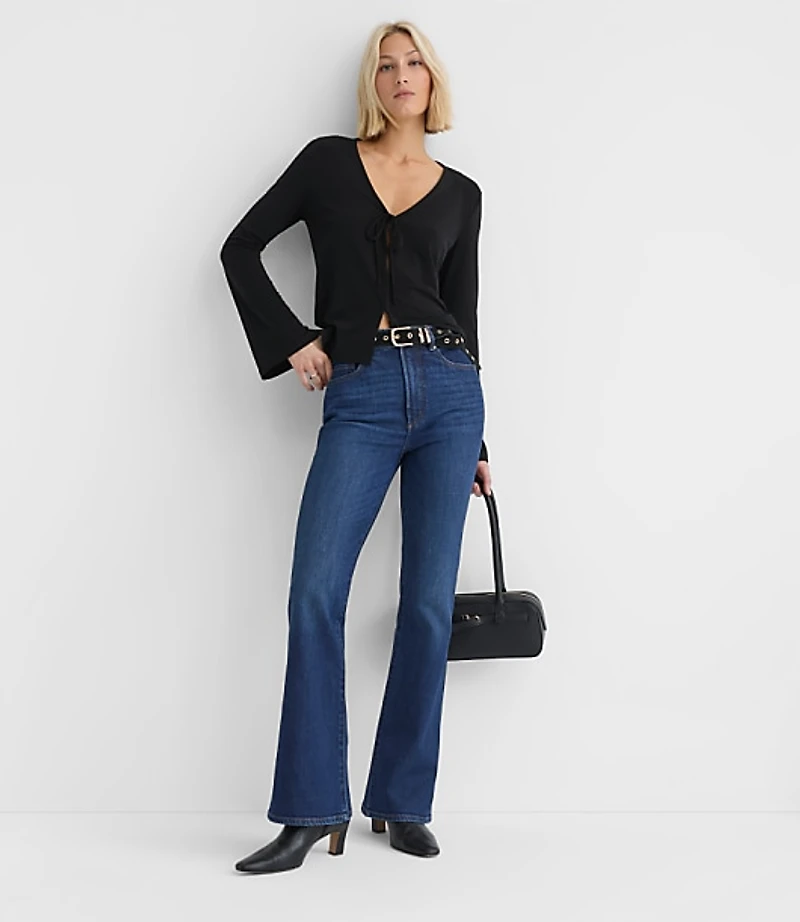 Petite Crepe Jersey Tie Front Top