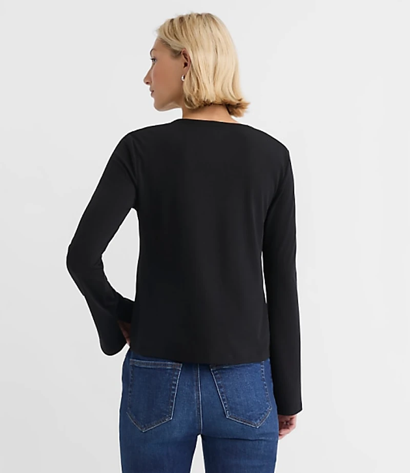 Petite Crepe Jersey Tie Front Top