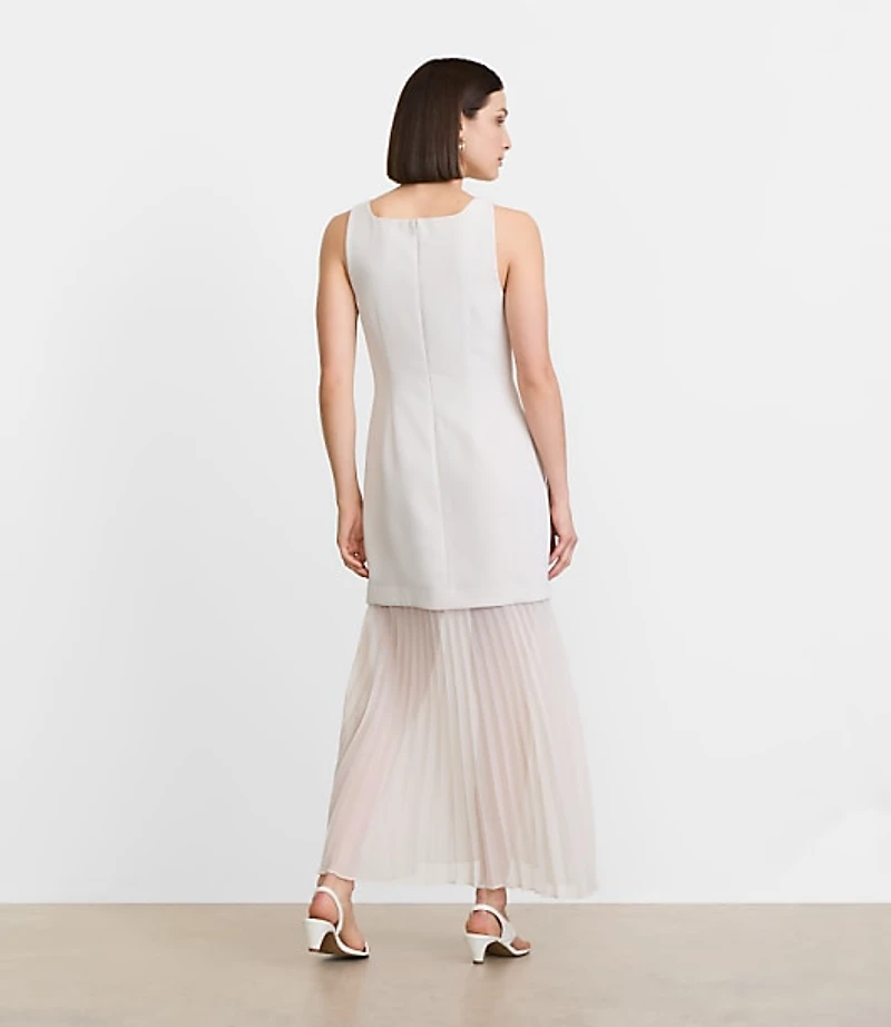 Petite LOFT Versa Crepe Drape Mixed Media Maxi Dress
