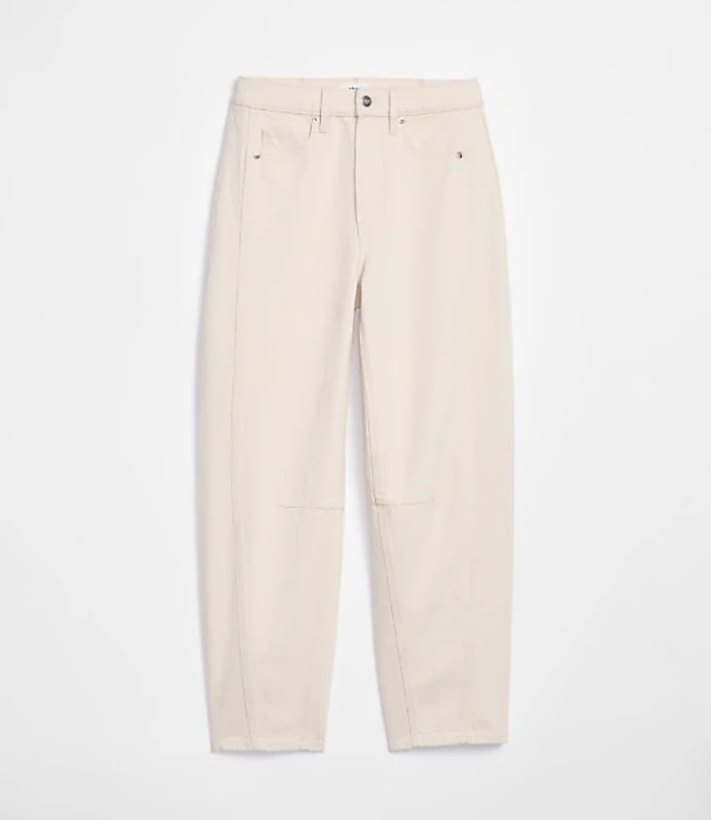Rivete Petite Curvy Seamed High Rise Barrel Jeans Ivory