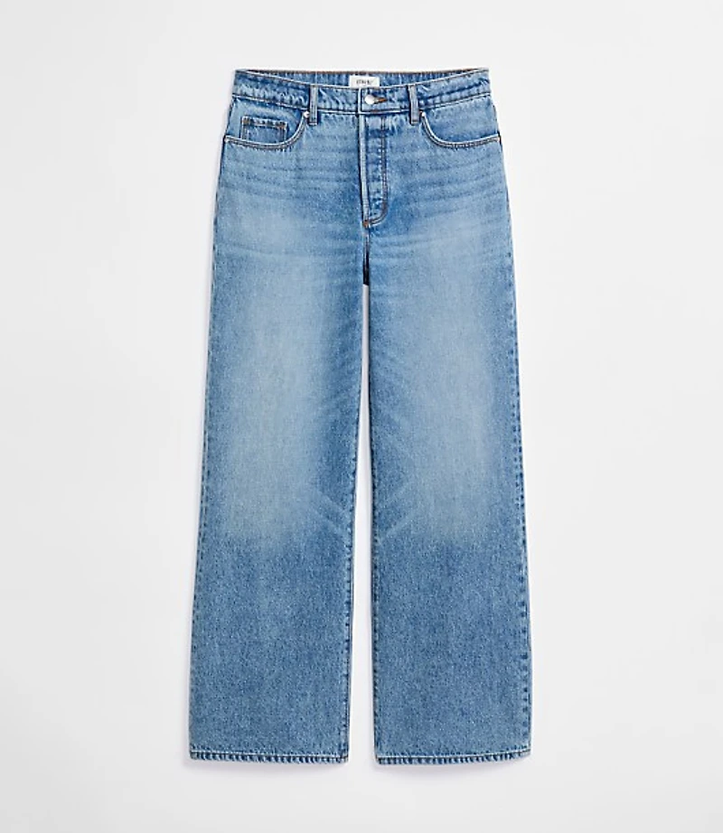 Rivete Petite High Rise Wide Leg Jeans Light Wash