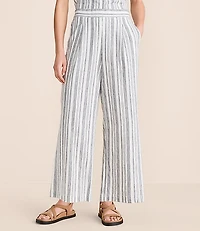 Lou & Grey Striped Linen Cotton Wide Leg Crop Pants