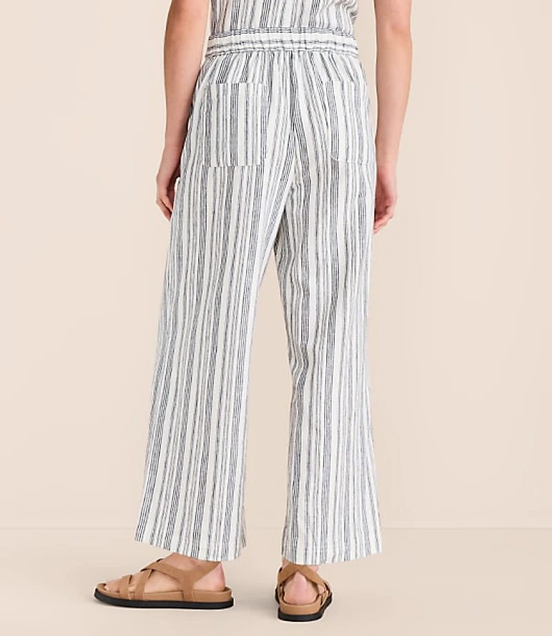 Lou & Grey Striped Linen Cotton Wide Leg Crop Pants