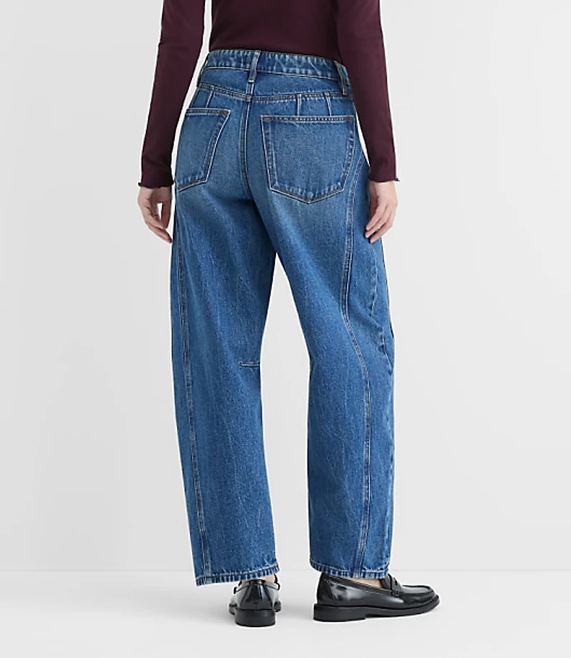 Rivete Tall Curvy Seamed High Rise Barrel Jeans Dark Wash