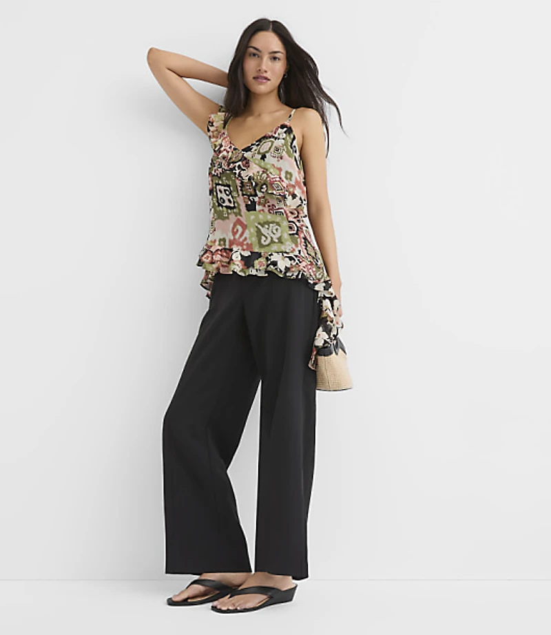 Garden Ikat Cascading Ruffle Cami