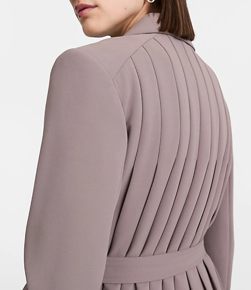 Petite LOFT Versa Crepe Drape Back Pleated Belted Blazer