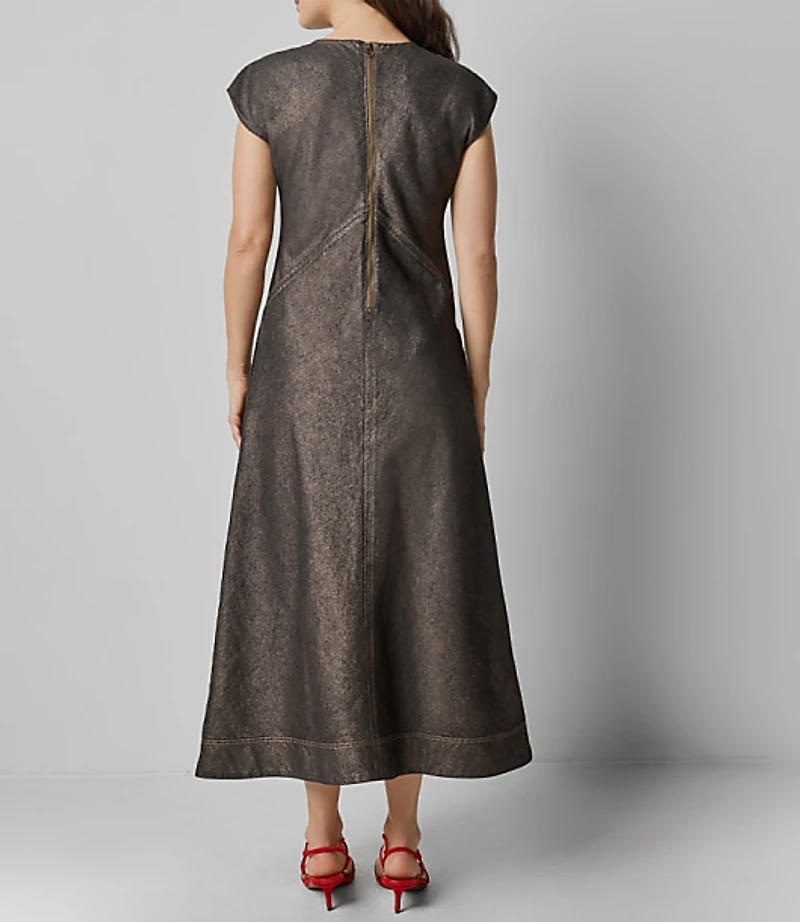 Lilla P Metallic Seamed Maxi Dress