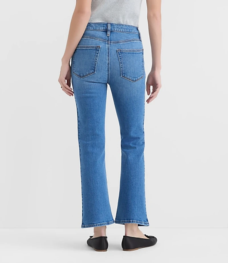 Rivete Tall Curvy High Rise Kick Crop Jeans Vintage Mid Wash