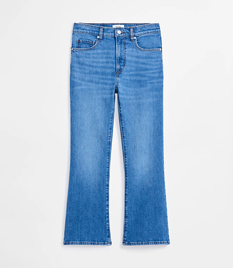 Rivete Tall Curvy High Rise Kick Crop Jeans Vintage Mid Wash