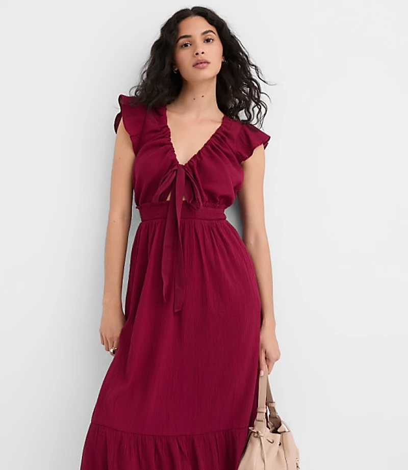 LOFT Beach Bow Cutout Maxi Pocket Dress