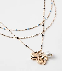 Pearlized Puffy Heart Layered Necklace Set
