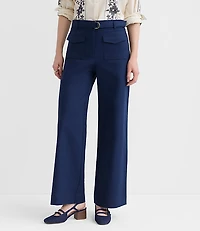 Petite Belted Palmer Wide Leg Pants Pique