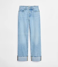 Rivete Tall Cuffed Mid Rise Relaxed Straight Jeans in Light Wash