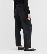 Rivete Petite Curvy Seamed High Rise Barrel Jeans in Noir Wash
