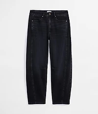 Rivete Petite Curvy Seamed High Rise Barrel Jeans in Noir Wash