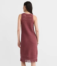 Fringe Pointelle Mini Sweater Dress