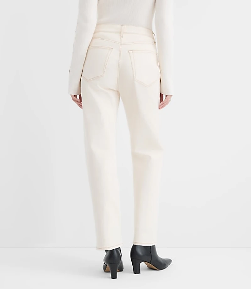 Rivete Tall Curvy High Rise Straight Jeans Ivory