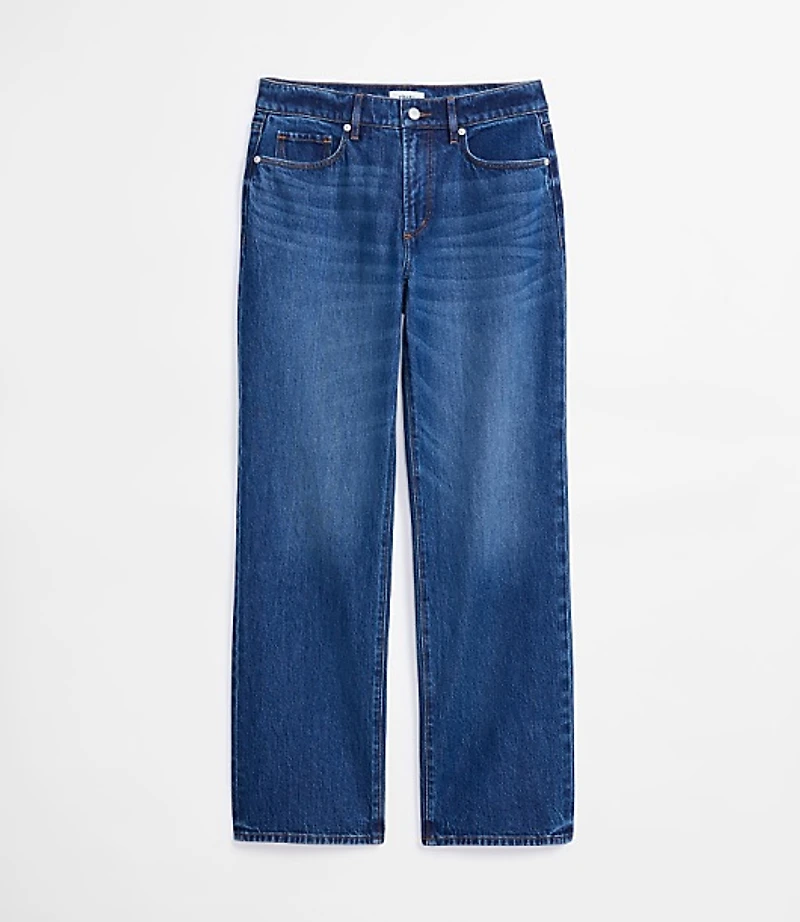 Rivete Tall Curvy Mid Rise Relaxed Straight Jeans Dark Wash