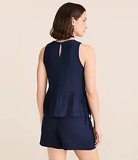 Lou & Grey Triple Cloth Side Tie Peplum Top