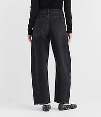 Rivete Tall Seamed High Rise Barrel Jeans in Noir Wash