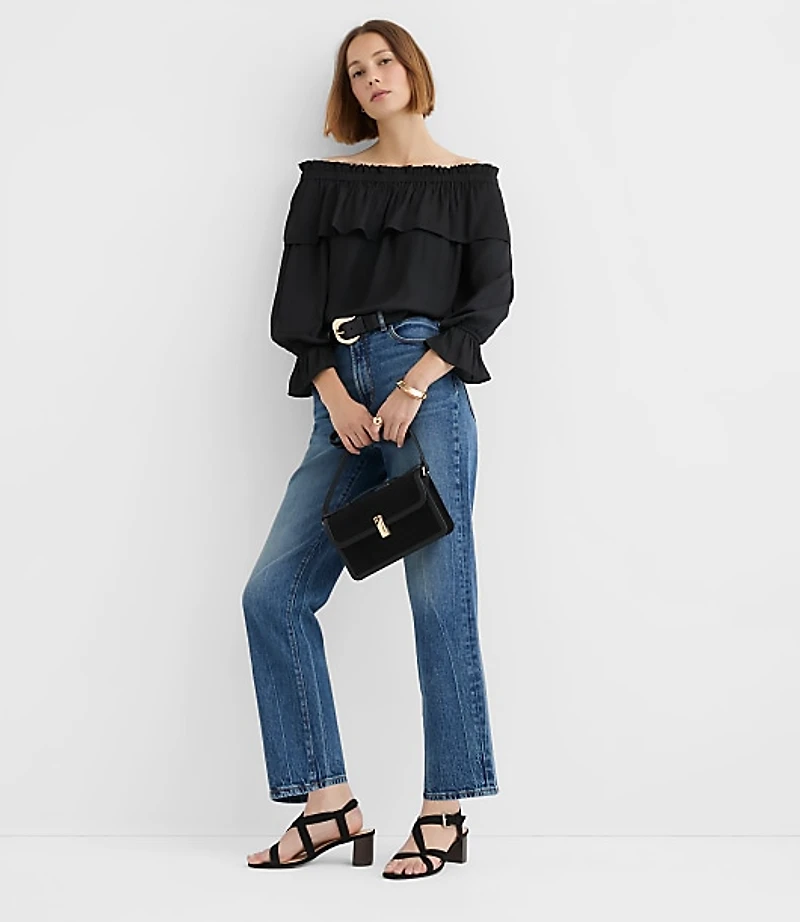 Petite Ruffled Off The Shoulder Blouse