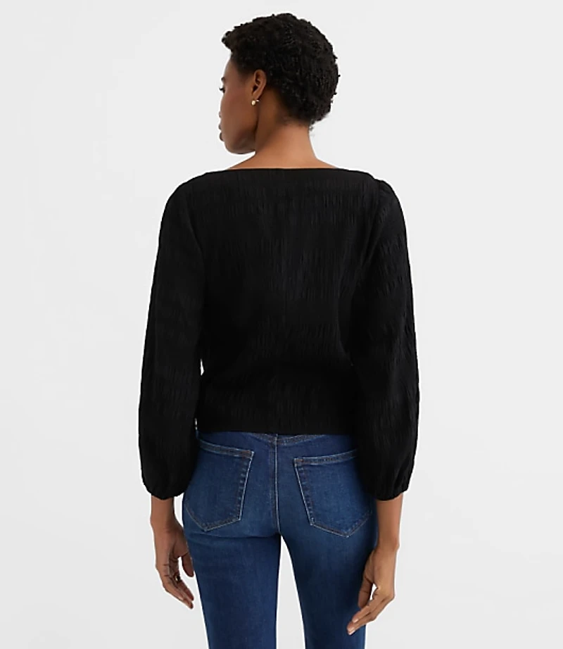 Smocked Lantern Sleeve Blouse
