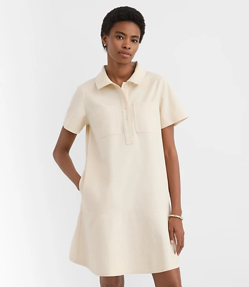 Twill Flounce Mini Pocket Dress