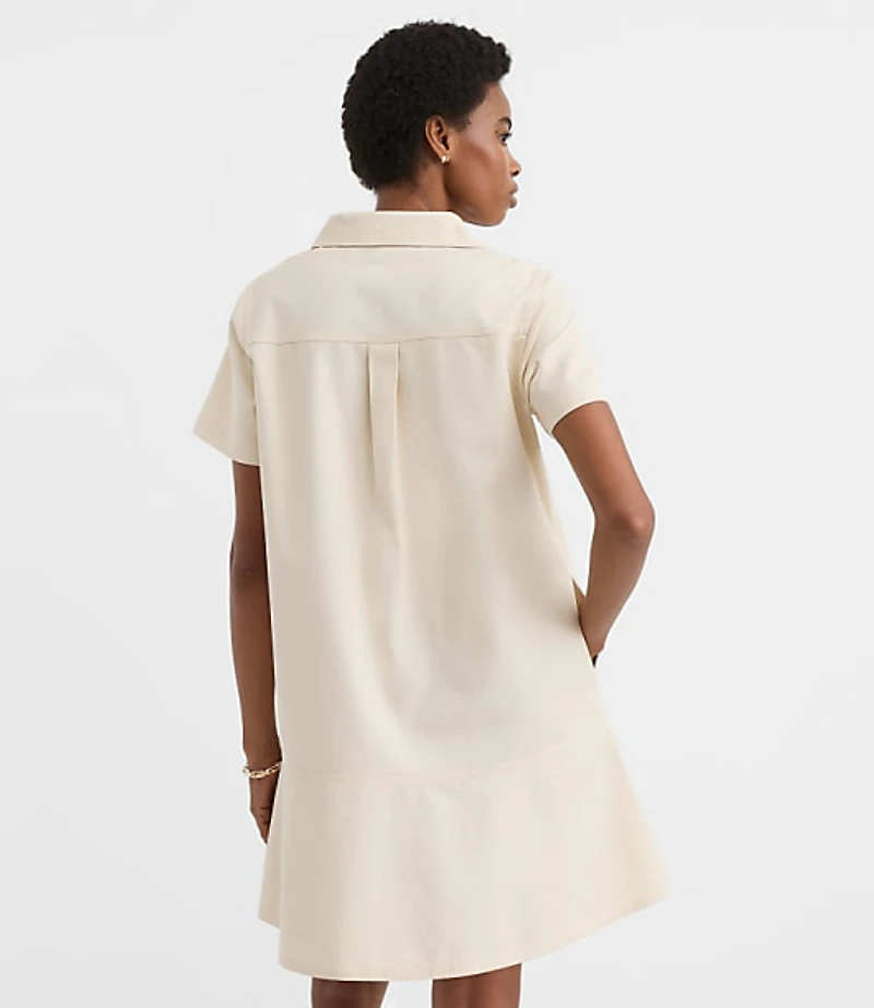 Twill Flounce Mini Pocket Dress