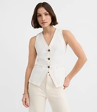 Petite Denim Pocket Vest Ivory