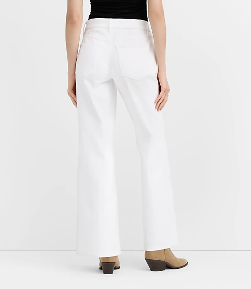 Rivete Tall Mid Rise Wide Leg Jeans White