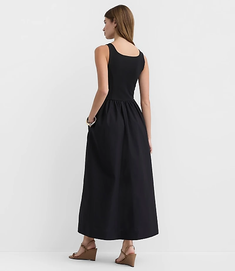 Petite Bustier Mixed Media Midi Pocket Dress