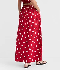 LOFT Beach Polka Dot Poplin Maxi Pocket Skirt