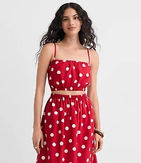 LOFT Beach Polka Dot Poplin Bubble Bandeau Top
