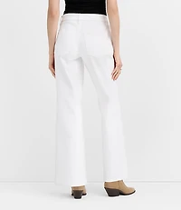 Rivete Petite Mid Rise Wide Leg Jeans White