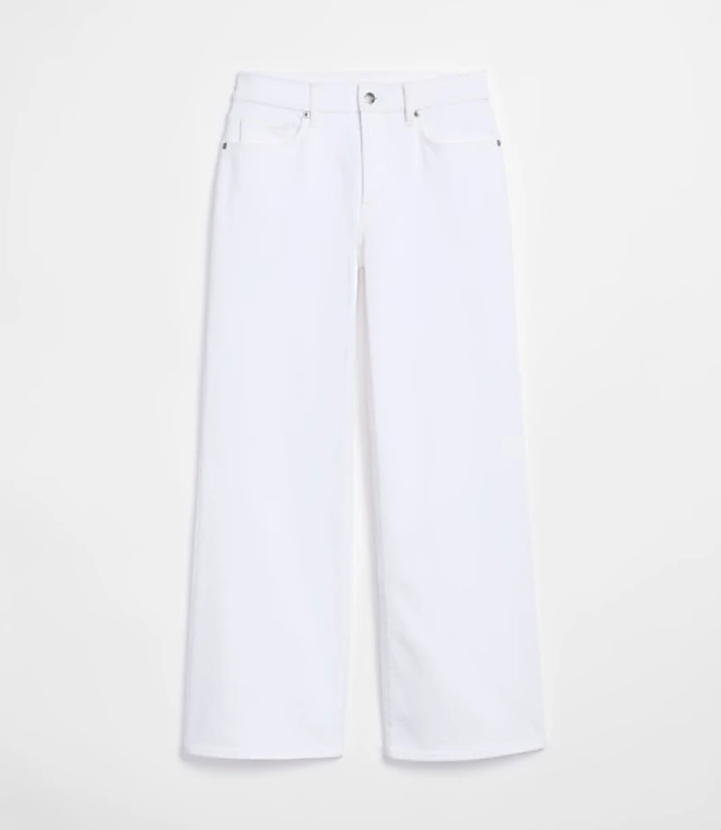 Rivete Petite Mid Rise Wide Leg Jeans White